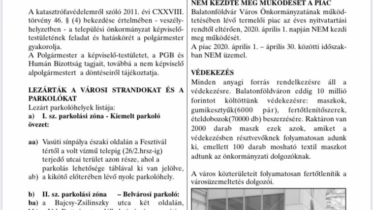 Balatonföldvári Önkormányzati Hírlevél