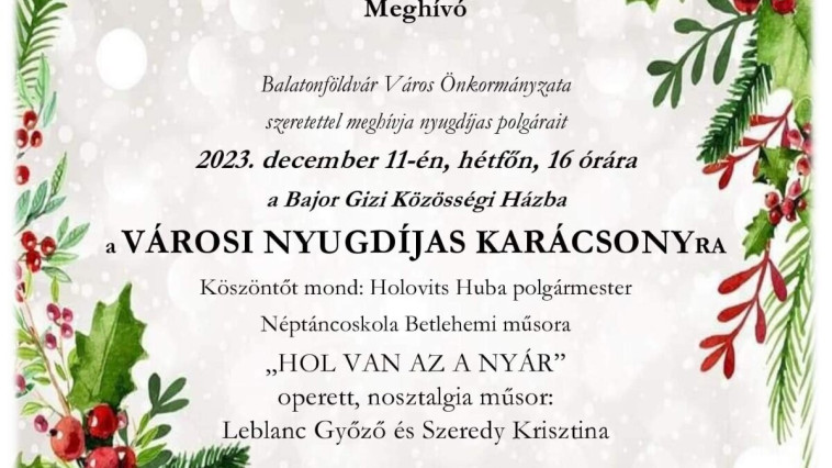 MEGHÍVÓ-NYUGDÍJAS KARÁCSONY