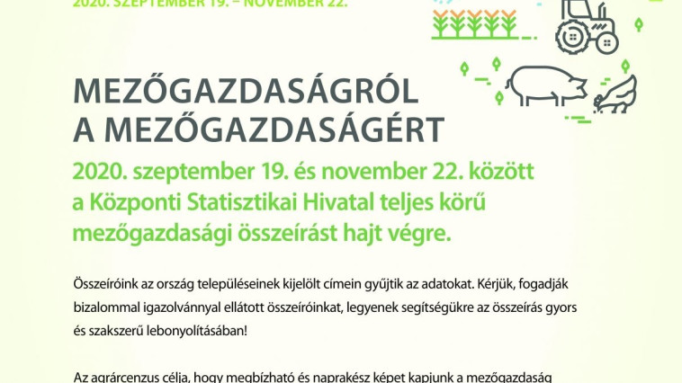 Szeptember 19. és november 22. között összeírók keresik fel a gazdákat